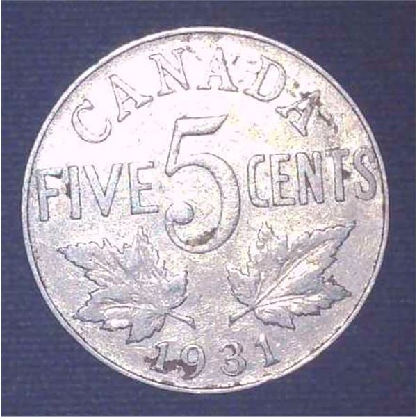 1931 Canadian 5 Cent Coin