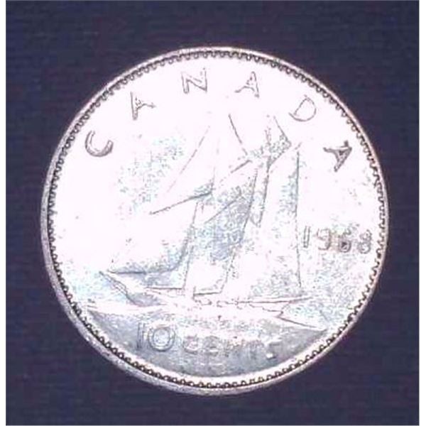 1968 Canadian Silver Dime (non-magnetic) 50% Silver
