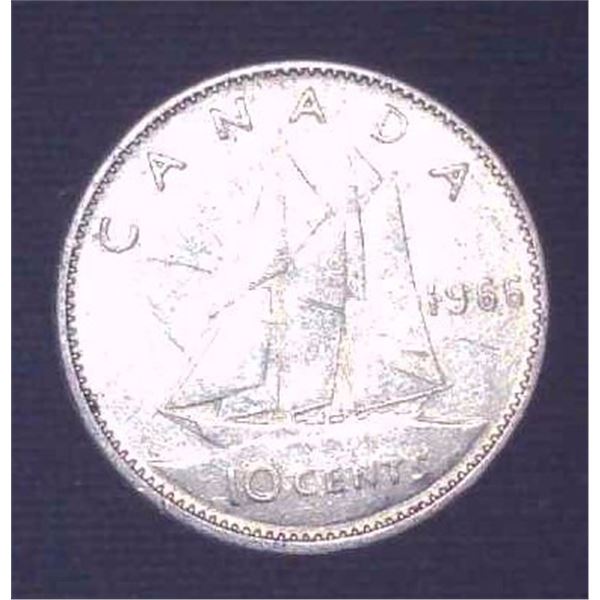 1966 Canadian Silver 10 Cent Coin