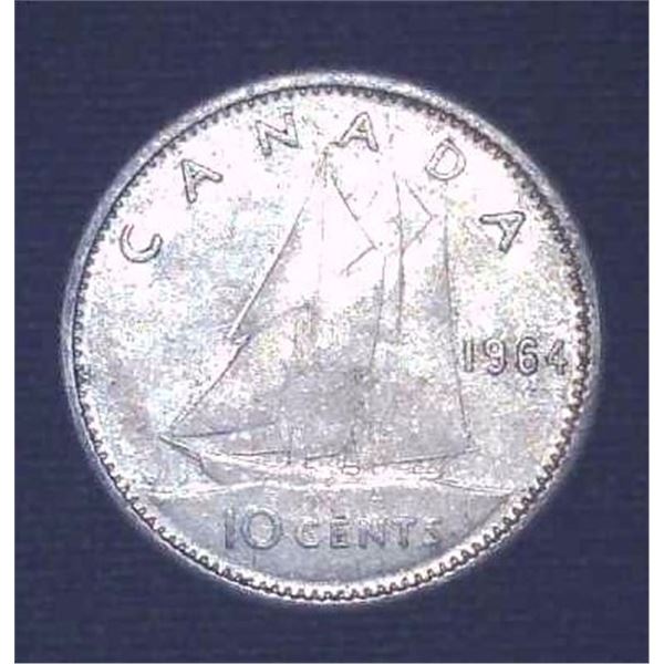 1964 Canadian Silver 10 Cent Coin