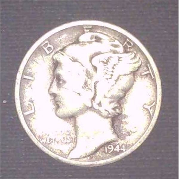 1944 USA Silver 10 Cent Coin