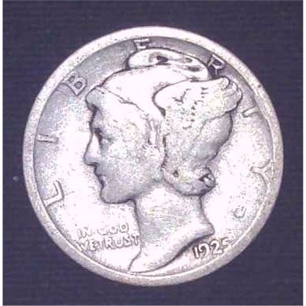 1925 USA Silver 10 Cent Coin