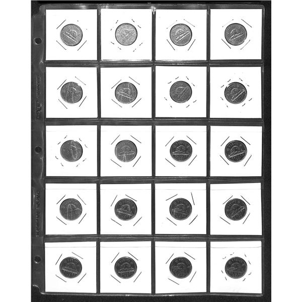 Page Of Donated Canadian Nickels 1961