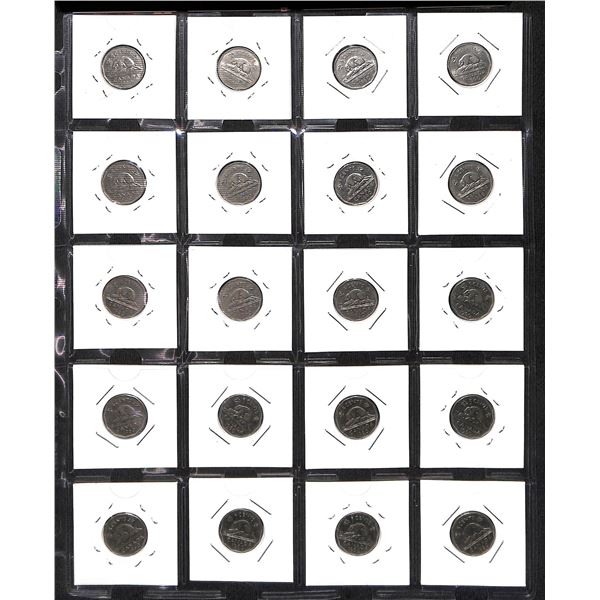 Page Of Donated Canadian Nickels 1960