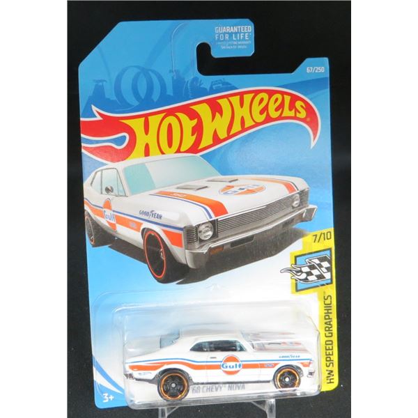 Hot Wheels HW Speed Graphics '68 Chevy Nova Gul Car