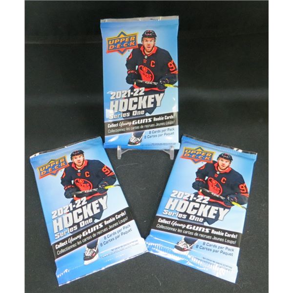 3 sealed Packs 2021-22 Upper Deck Hockey 8 Cards per Pack