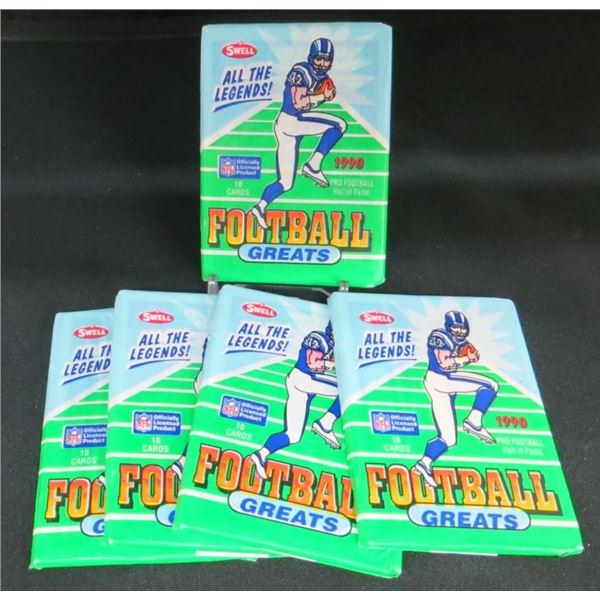 5 Sealed Packs Of 1990 Swell Football Cards