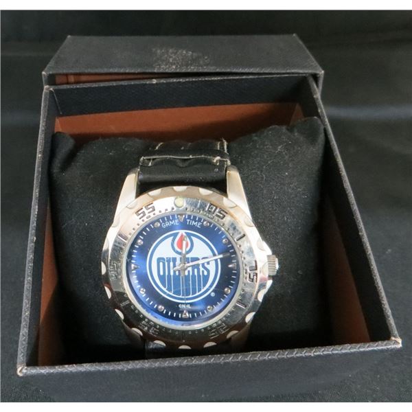 Edmonton Oilers Game Time Watch With Adjustable Leather Band