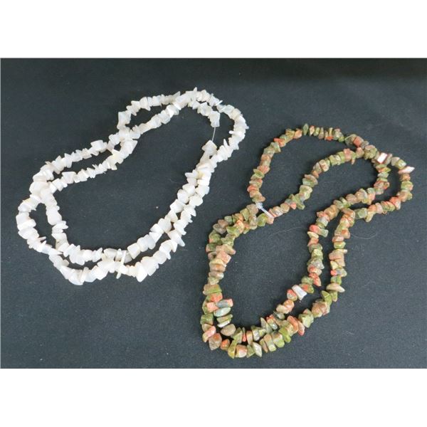 Lot Of 2 Agate Stone Necklaces