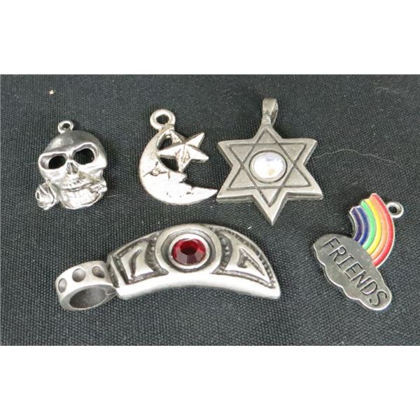 5 Pewter Necklace Charms