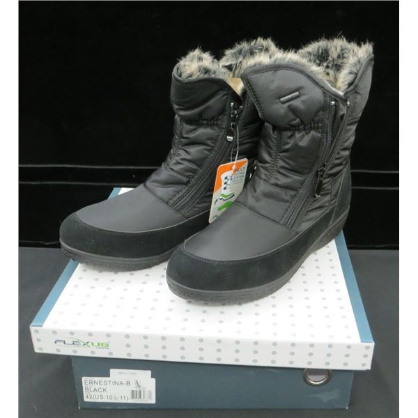 New Ladies Flexus Black Ernestina Waterproof Winter Boots Size 10 1/2-11