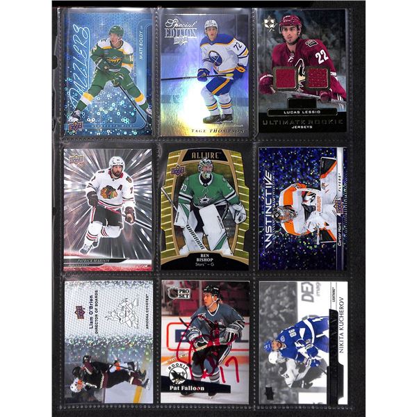 Lot of 9 Various Hockey Inserts or Rookie Cards Various Teams & Players