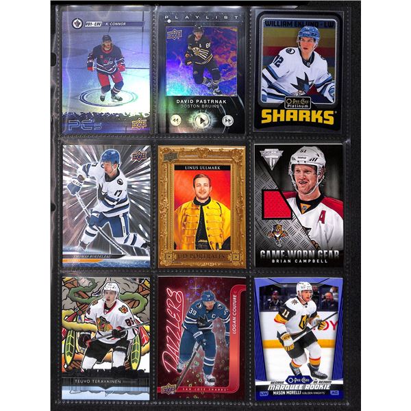 Lot of 9 Various Hockey Inserts or Rookie Cards Various Teams & Players