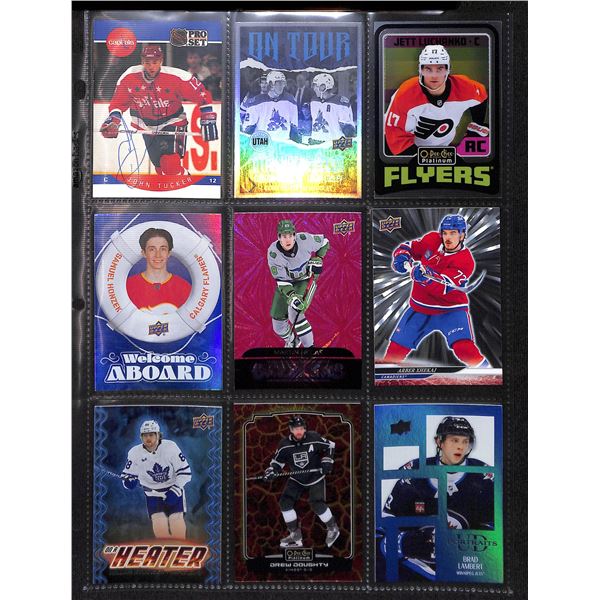 Lot of 9 Various Hockey Inserts or Rookie Cards Various Teams & Players