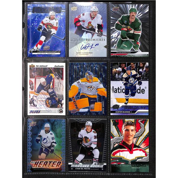 Lot of 9 Various Hockey Inserts or Rookie Cards Various Teams & Players
