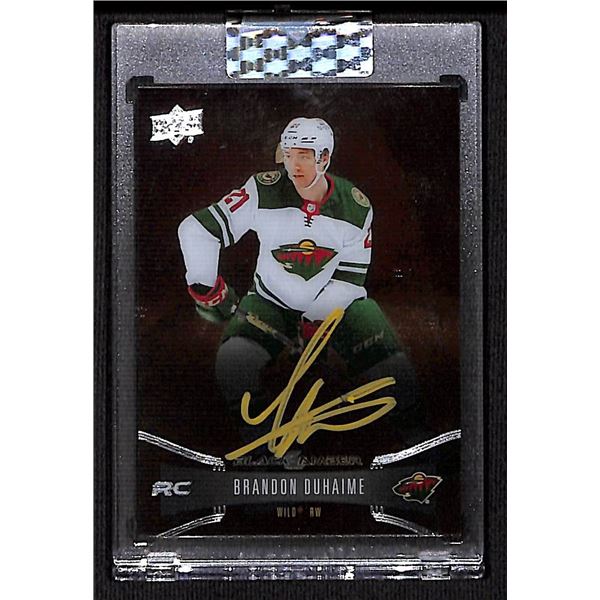 2021-22 Upper Deck Clear Cut Black Amber #BA-BD Brandon Duhaime RC