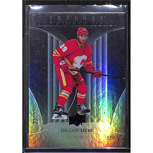 2018-19 Upper Deck Trilogy Black Rookie Card #54 Dillon Dube 69/99