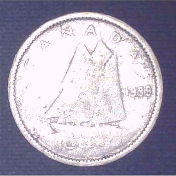 1939 Canadian Silver 10 Cent Coin