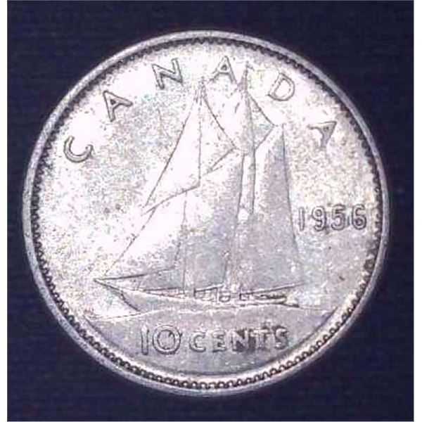 1956 Canadian Silver 10 Cent Coin