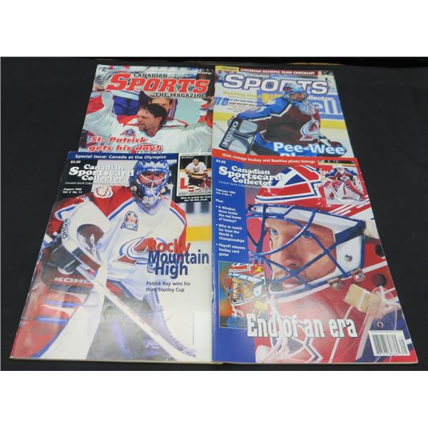 Collection Of Sports Card Magazines With Patrick Roy Covers