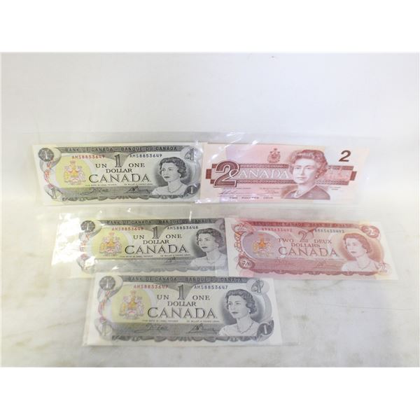 1973 3 CONSEC. UNCIR. $1, 2 $2 1974 & 1986 UNCIR.