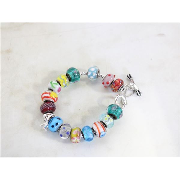 MURANO GLASS BEAD W CRYSTAL RING BRACELET