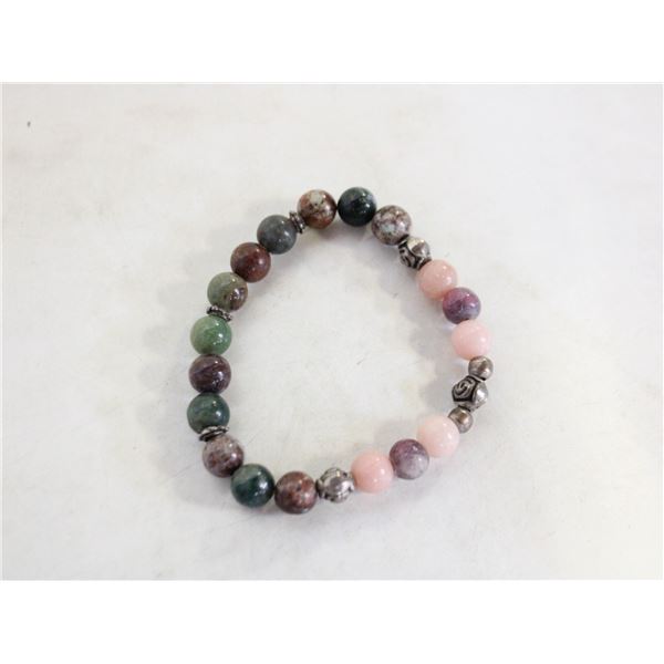 HANDMADE INDIAN AGATE GEMSTONE STRETCH BRACELET