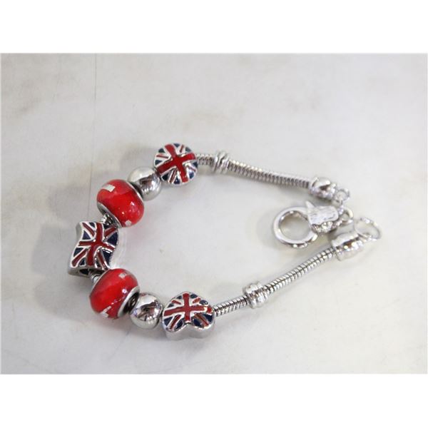 SP LONDON UNION JACK BRITISH CHARM BRACELET
