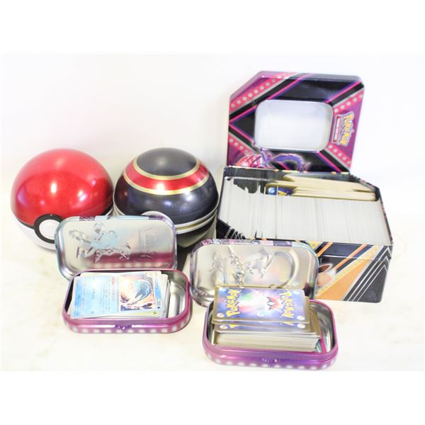 LOT OF ASSORTED POKEMON TINS & CARDS