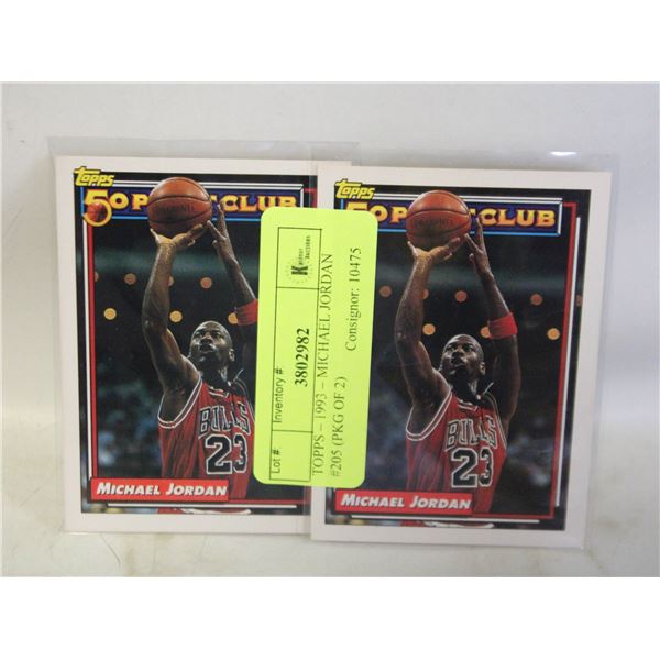 TOPPS – 1993 – MICHAEL JORDAN #205 (PKG OF 2)