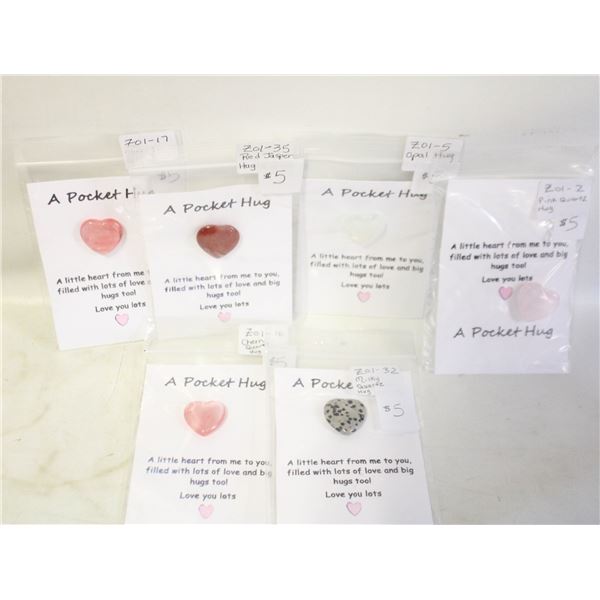 6 GEMSTONE HEART POCKET HUGS TO GIVE AWAY