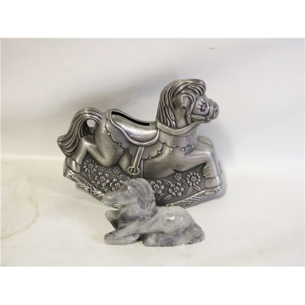 PEWTER SP ROCKING HORSE COIN BANK HC HORSE