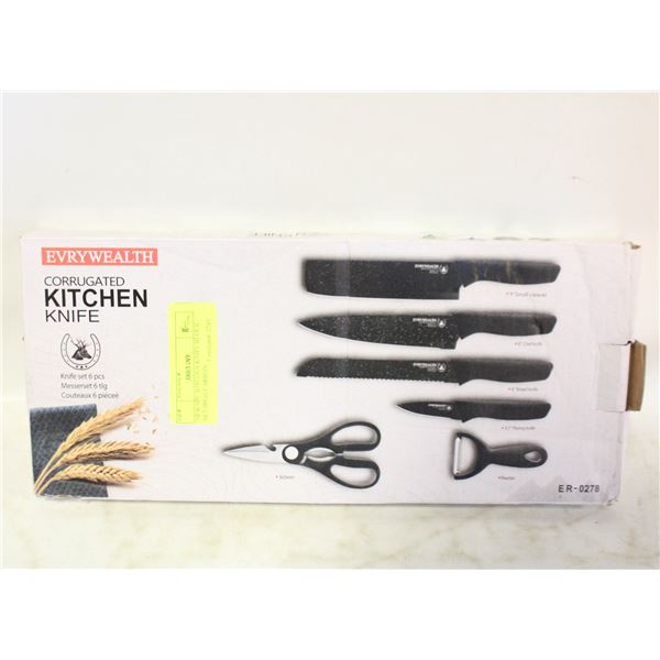 NEW 6PC KITCHEN KNIFE BLOCK SET HIGH CARBON