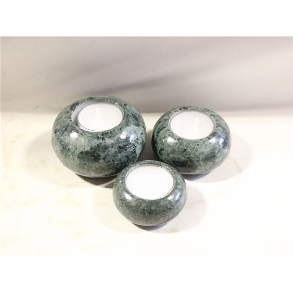 3 VTG. MARBLE TEALIGHT CANDLE HOLDERS