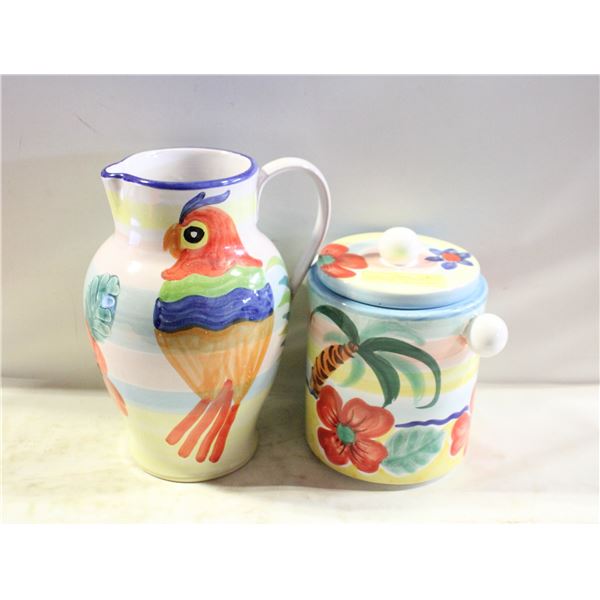 TROPICAL CERAMIC PITCHER & CANISTER SET