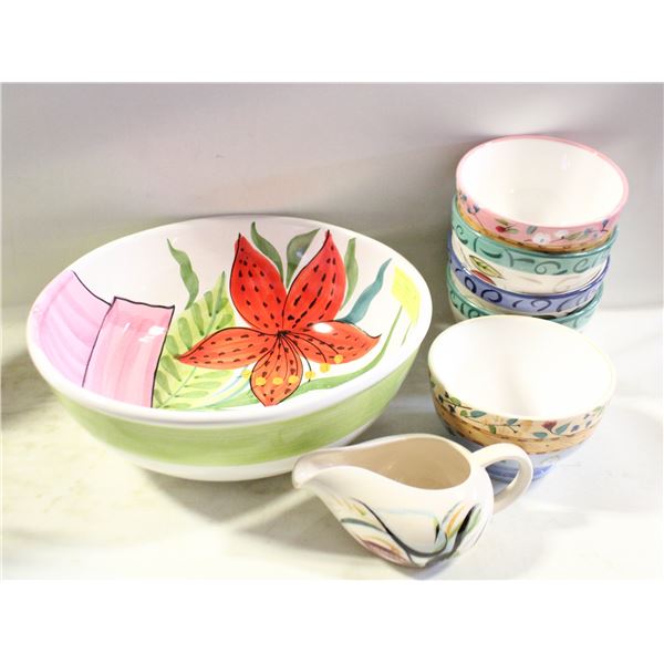 ITALIAN CENTER PIECE BOWL, JAPANESE CREAMER &