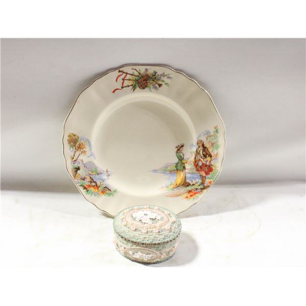 J &G MEAKIN ENGLAND PLATE, HANDPAINTED BOX