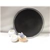 Image 1 : 12” GLASS SERVING TRAY, 2 MARBLE TEALIGHT HOLDERS