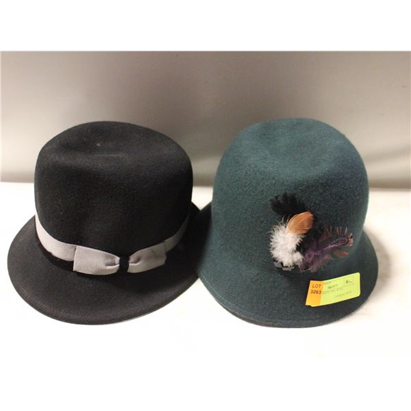 2 LADIES HATS 100% WOOL