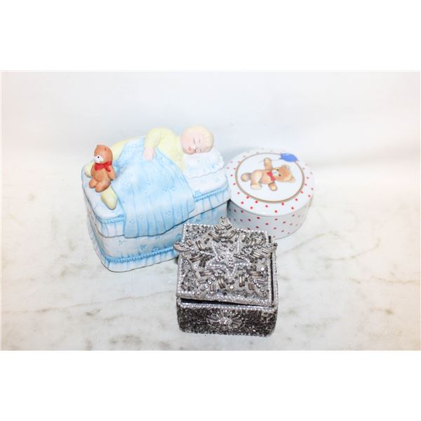 COLLECTORS MUSIC BOX & 2 TRINKET BOXES