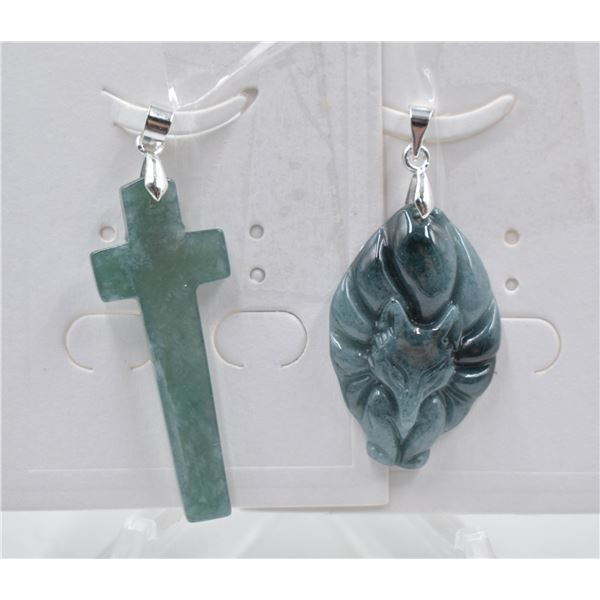 #152-NATURAL JADE JADEITE PENDANT 2PCS