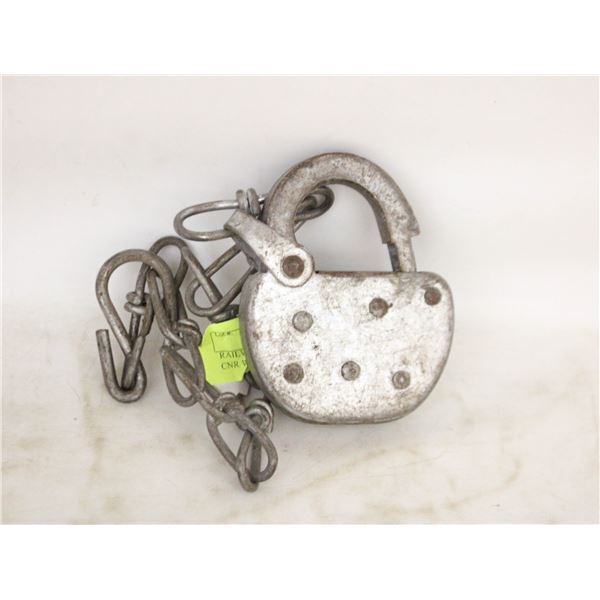 RAILWAY SWITCH LOCK STAMPED CNR W/CHAIN