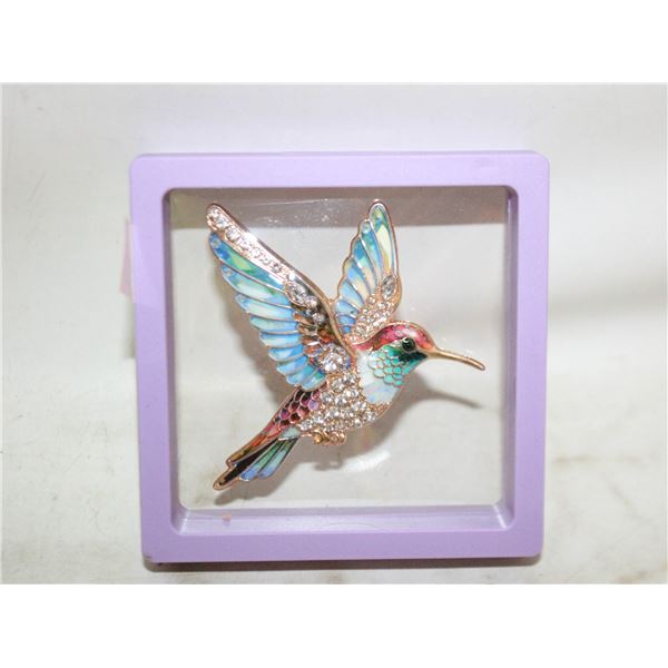 NEW HUMMINGBIRD BROOCH RHINESTONES