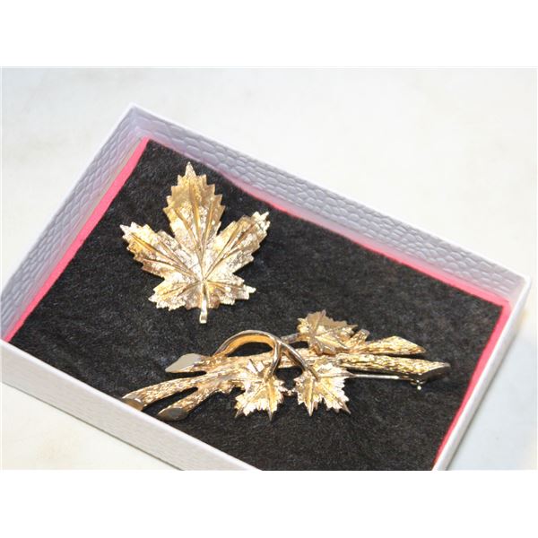 1950'S BOUCHER MAPLE LEAVES ON BRANCH BROOCH