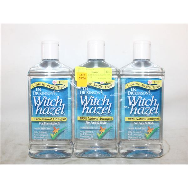 NEW 3 SEALED WITCH HAZEL 100% NATURAL FOR