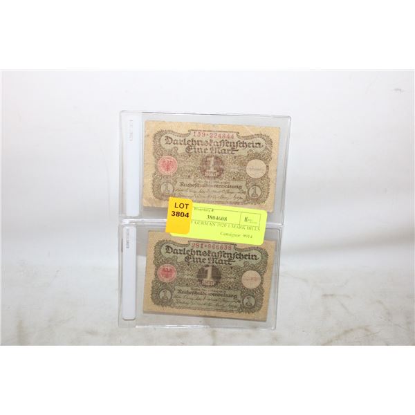 PAIR OF GERMAN 1920 1 MARK BILLS