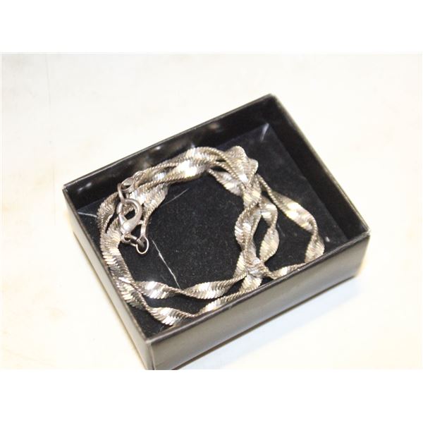 18-INCH SILVER TONE TWISTED HERRINGBONE