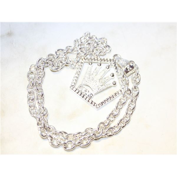 CUSTOM 23INCH SILVER-TONE PENDANT AND