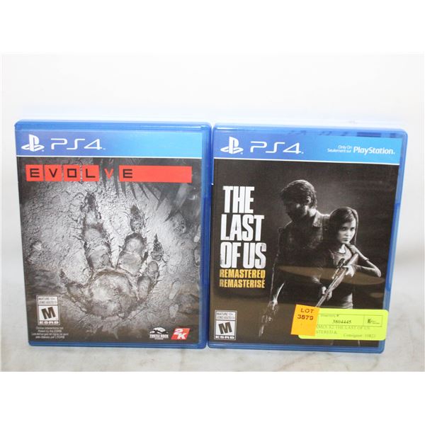 PS4 GAMES X2 THE LAST OF US REMASTERED &