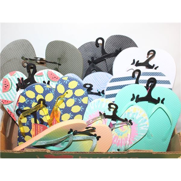 11PRS ASSORTED SANDALS VARIOUS ADULT+KIDS SIZES